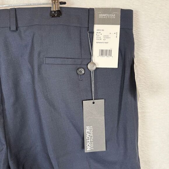 NWT Kenneth Cole Reaction Navy Blue Dress Pants Pleated Trousers Size 42x30 - Picture 4 of 12